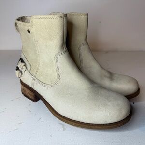 UGG 'Orion' Glacier Leather Buckle Heel Strap Biker Moto Ankle Boots